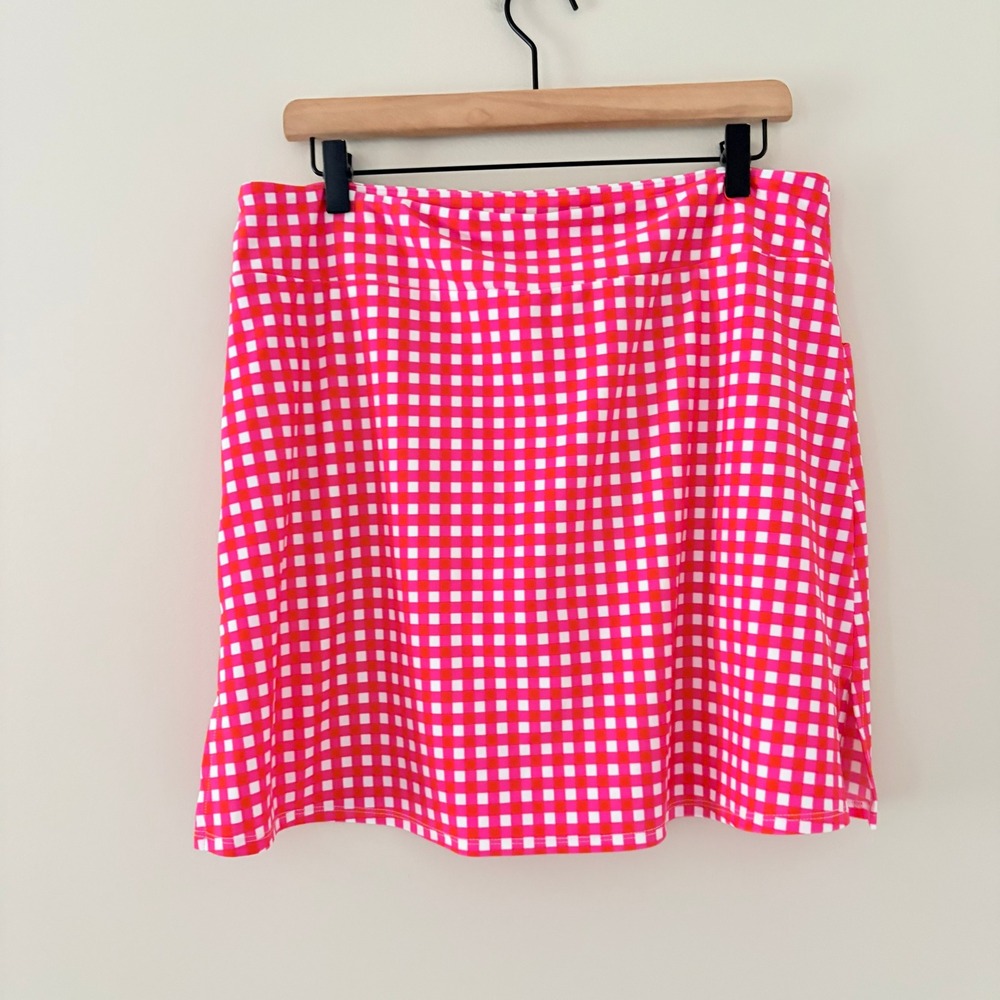 Jude Connally Skort Sonia Large Pink Gingham Preppy Golf Tennis Jude Cloth - Picture 3 of 10